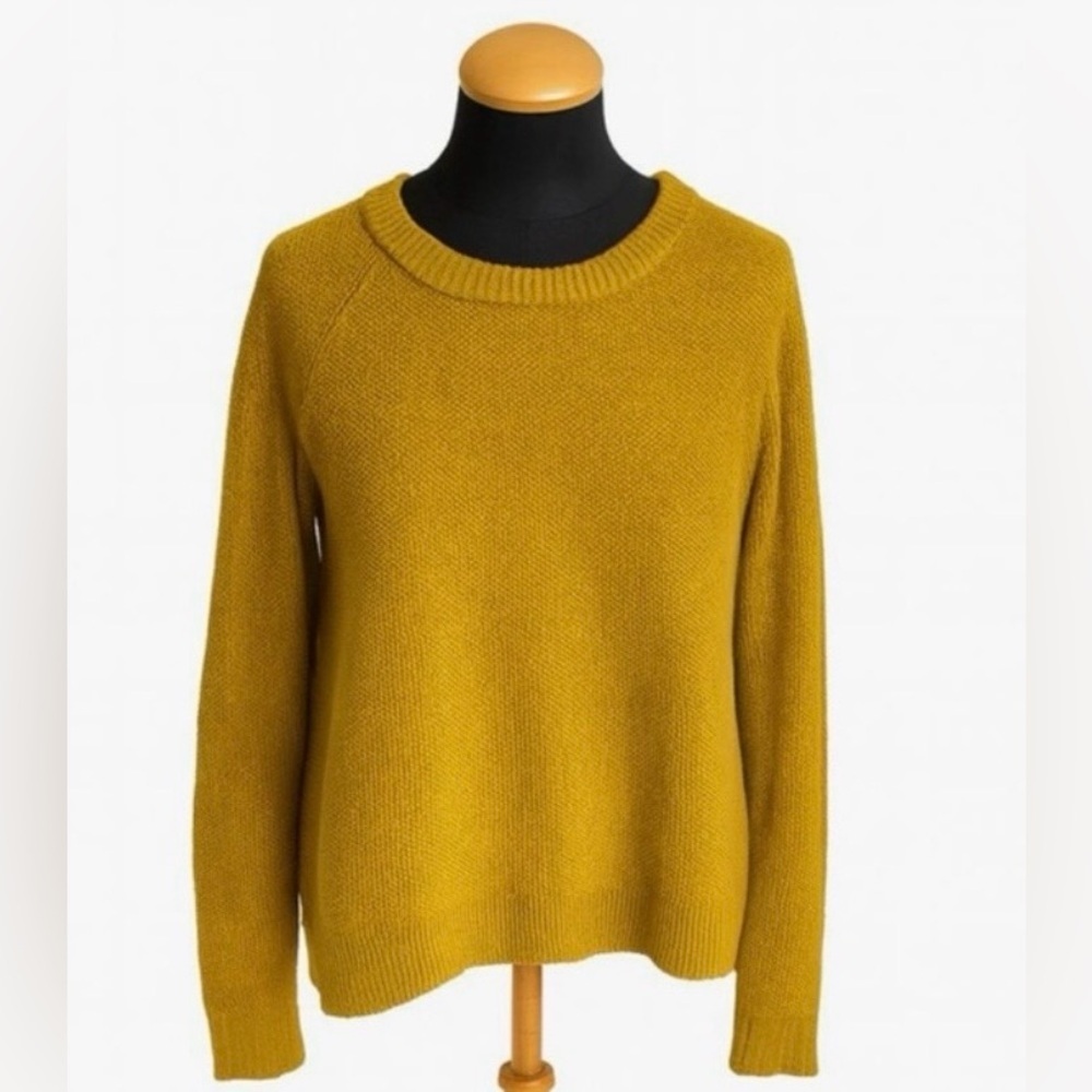 Madewell Sweater Knitted Yellow Mustard Crew Neck Cotton Pullover Size S